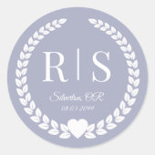 Sticker Rond Simple Lavande Douce violet Monogramme (Devant)