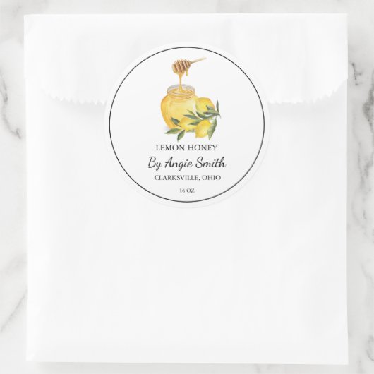 Sticker Rond Simple Lemon Infused Honey Label (Sac)