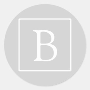 Sticker Rond Simple Light Grey monogram