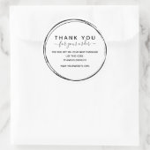 Sticker Rond Simple Ligne Noire Cercles Merci Pour La Commande (Sac)