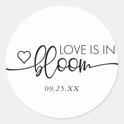 Sticker Rond Simple Love is in Bloom Mariage (Devant)