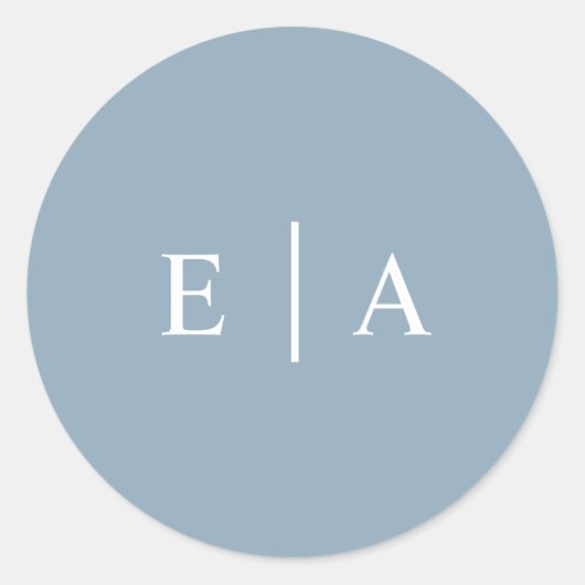 Sticker Rond Simple lumière bleu monogramme bleu clair faveur d (Devant)