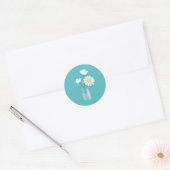 Sticker Rond Simple marguerite blanche Mason Jar Bouquet (Enveloppe)