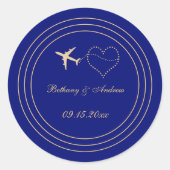Sticker Rond Simple Mariage Blue Gold Travel (Devant)