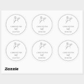 Sticker Rond Simple Mariage de Bohême floral noir et blanc (Feuille)