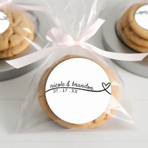 Sticker Rond Simple Mariage de coeur blanc et noir