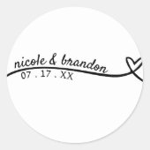 Sticker Rond Simple Mariage de coeur blanc et noir (Devant)