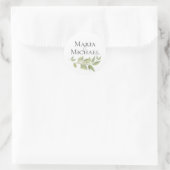 Sticker Rond Simple Mariage Élégant Foliage Sage Verdure (Sac)