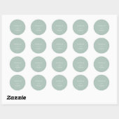 Sticker Rond Simple Mariage Élégant Vert Atténué (Feuille)