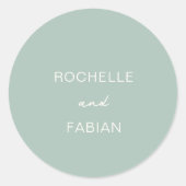 Sticker Rond Simple Mariage Élégant Vert Atténué (Devant)