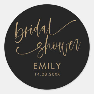 Sticker Rond Simple Mariage Faux Or et Noir
