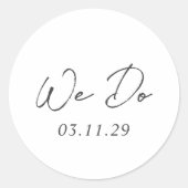 Sticker Rond Simple Mariage Moderne Noir et Blanc (Devant)