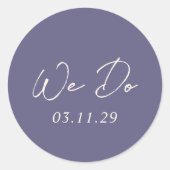 Sticker Rond Simple Mariage Moderne Violet Poussiéreux (Devant)