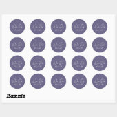 Sticker Rond Simple Mariage Moderne Violet Poussiéreux (Feuille)