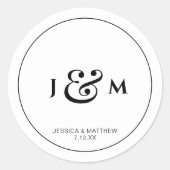 Sticker Rond Simple Mariage Monogramme (Devant)