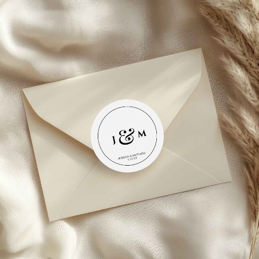 Sticker Rond Simple Mariage Monogramme