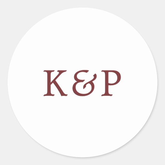 Sticker Rond Simple Mariage Monogramme Bordeaux et Blanc (Devant)