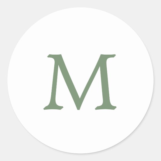 Sticker Rond Simple Mariage Monogramme Vert Jardin et Blanc (Devant)