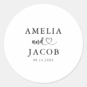 Sticker Rond Simple Mariage Noir & Blanc (Devant)