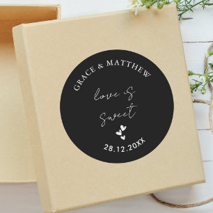 Sticker Rond Simple Mariage noir et blanc L'amour est doux