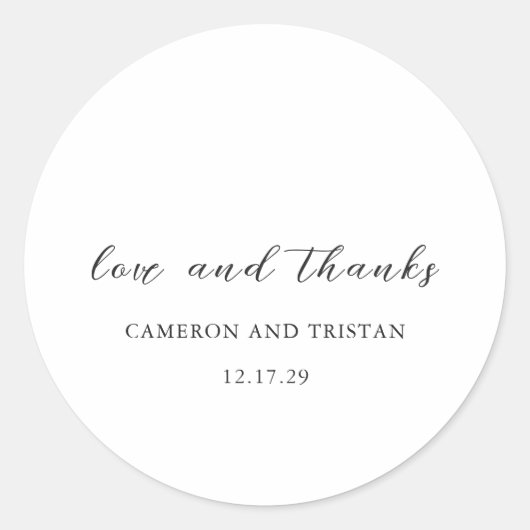 Sticker Rond Simple Mariage noir et blanc propre (Devant)