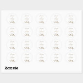 Sticker Rond Simple Mariage Script Blanc & Or (Feuille)