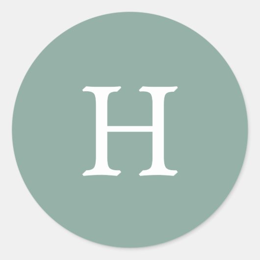 Sticker Rond Simple Mariage Vert Sauge Monogramme (Devant)