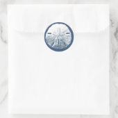 Sticker Rond Simple Marine Sable Dollar Beach Mariage Faveur (Sac)