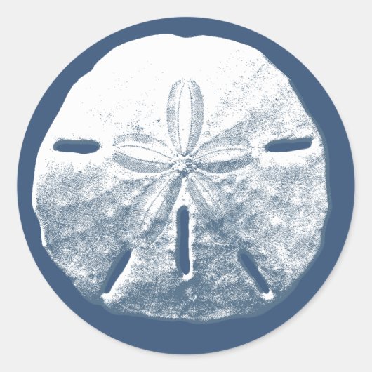 Sticker Rond Simple Marine Sable Dollar Beach Mariage Faveur (Devant)