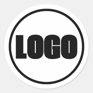 Sticker Rond Simple Marque Marketing Entreprise Blanc Noir Logo