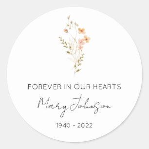 Sticker Rond Simple Mémorial de Fleur Sauvage