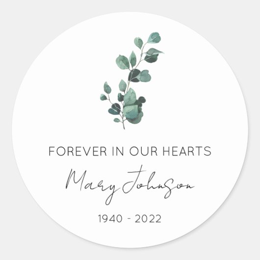 Sticker Rond Simple Mémorial Eucalyptus (Devant)