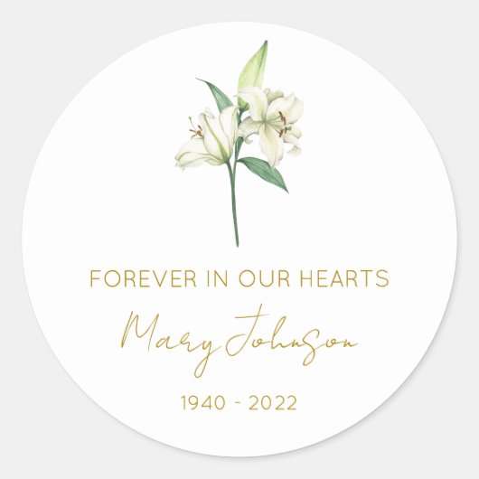 Sticker Rond Simple Mémorial Lily (Devant)