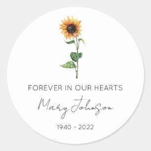 Sticker Rond Simple Mémorial Tournesol