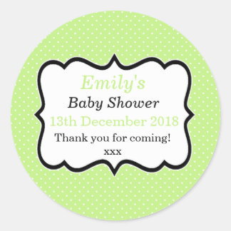 Sticker Rond Simple menthe vert unisex baby shower moderne étiq