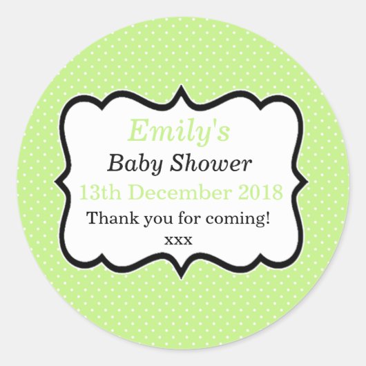 Sticker Rond Simple menthe vert unisex baby shower moderne étiq (Devant)