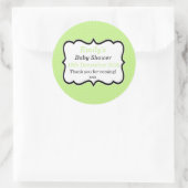 Sticker Rond Simple menthe vert unisex baby shower moderne étiq (Sac)