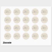 Sticker Rond Simple Merci avec Script Amour Entreprise | ECRU (Feuille)
