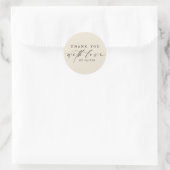 Sticker Rond Simple Merci avec Script Amour Entreprise | ECRU (Sac)