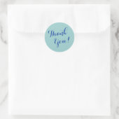 Sticker Rond Simple Merci clair Word Script bleu (Sac)