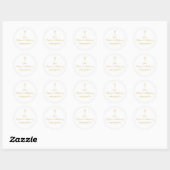 Sticker Rond Simple Message de Baptême Croix Dorée Christening (Feuille)
