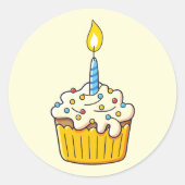 Sticker Rond Simple mignonne Cupcake Anniversaire (Devant)