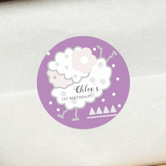 Sticker Rond Simple mignonne Jumb Lavender 1er anniversaire