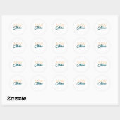 Sticker Rond simple minimal ajouter nom monogramme orange bleu  (Feuille)