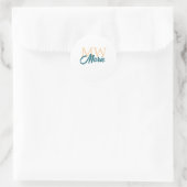 Sticker Rond simple minimal ajouter nom monogramme orange bleu  (Sac)