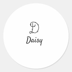 Sticker Rond Simple minimal black monogram letter D add name T