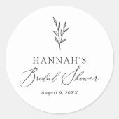 Sticker Rond Simple Minimal Fête de Fiançailles Botanique (Devant)
