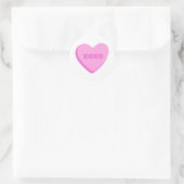 Sticker Rond Simple Minimal Happy Valentines Pink Heart  (Sac)