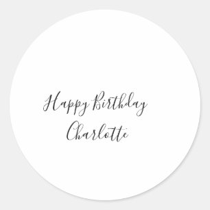 Sticker Rond SIMPLE MINIMAL.MIGNON AJOUTER NOM BÉBÉ joyeux anni