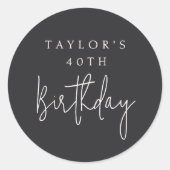 Sticker Rond Simple Minimaliste 40e Anniversaire Plat Noir (Devant)